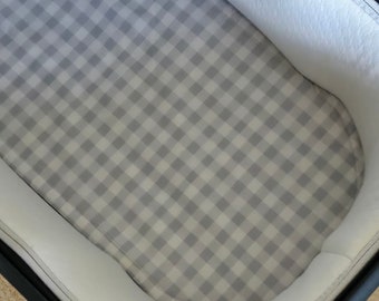 Bassinet Liner made for Bugaboo, Redsbaby, Uppababy & More - Gingham Pale Grey