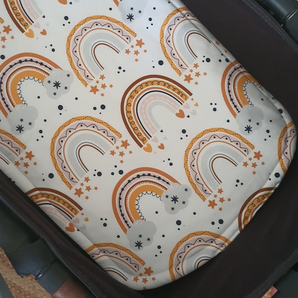 Bassinet Liner made for Bugaboo, Redsbaby, Uppababy & More - Rainbow Rustic Retro Hearts and Stars