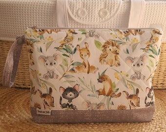 Nappy Wallet / Nappy Clutch / Nappy Bag  - Aussie Friends White