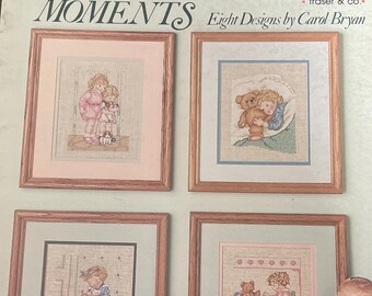 Momentos tiernos en punto de cruz, punto de cruz Leisure Arts, punto de cruz contado, 8 diseños de momentos tiernos, folleto n.° 495, de Carol Bryan