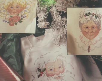 Kit de punto de cruz de sudadera navideña de la colección Vanessa-Ann, kit de sudadera navideña, punto de cruz navideño, kit de punto de cruz de la Sra. Claus