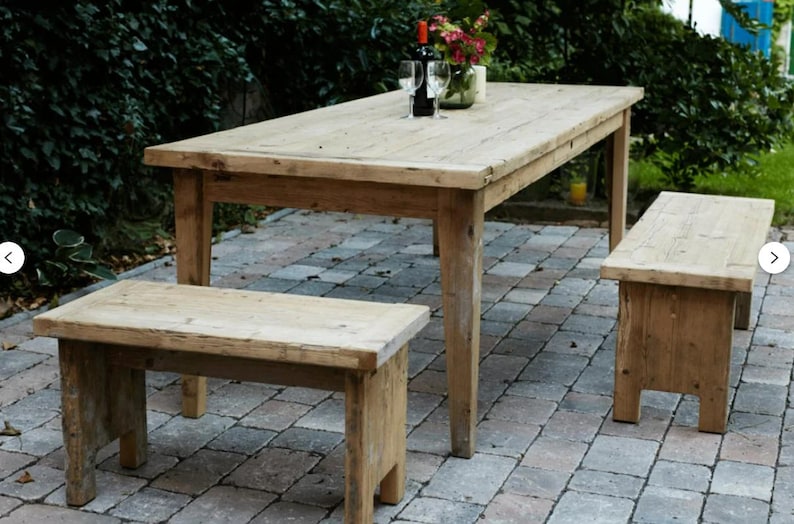 Banco de jardín artesanal fabricado con madera sostenible, a juego con la mesa de jardín, ideal para jardín, terraza o balcón. imagen 3