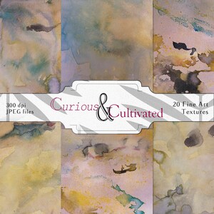 Puede incluir: Un conjunto de 20 texturas de acuarela en una variedad de colores, incluyendo azul, verde, amarillo y marrón. Las texturas son de 300 dpi y son perfectas para agregar un toque único a tus diseños digitales.