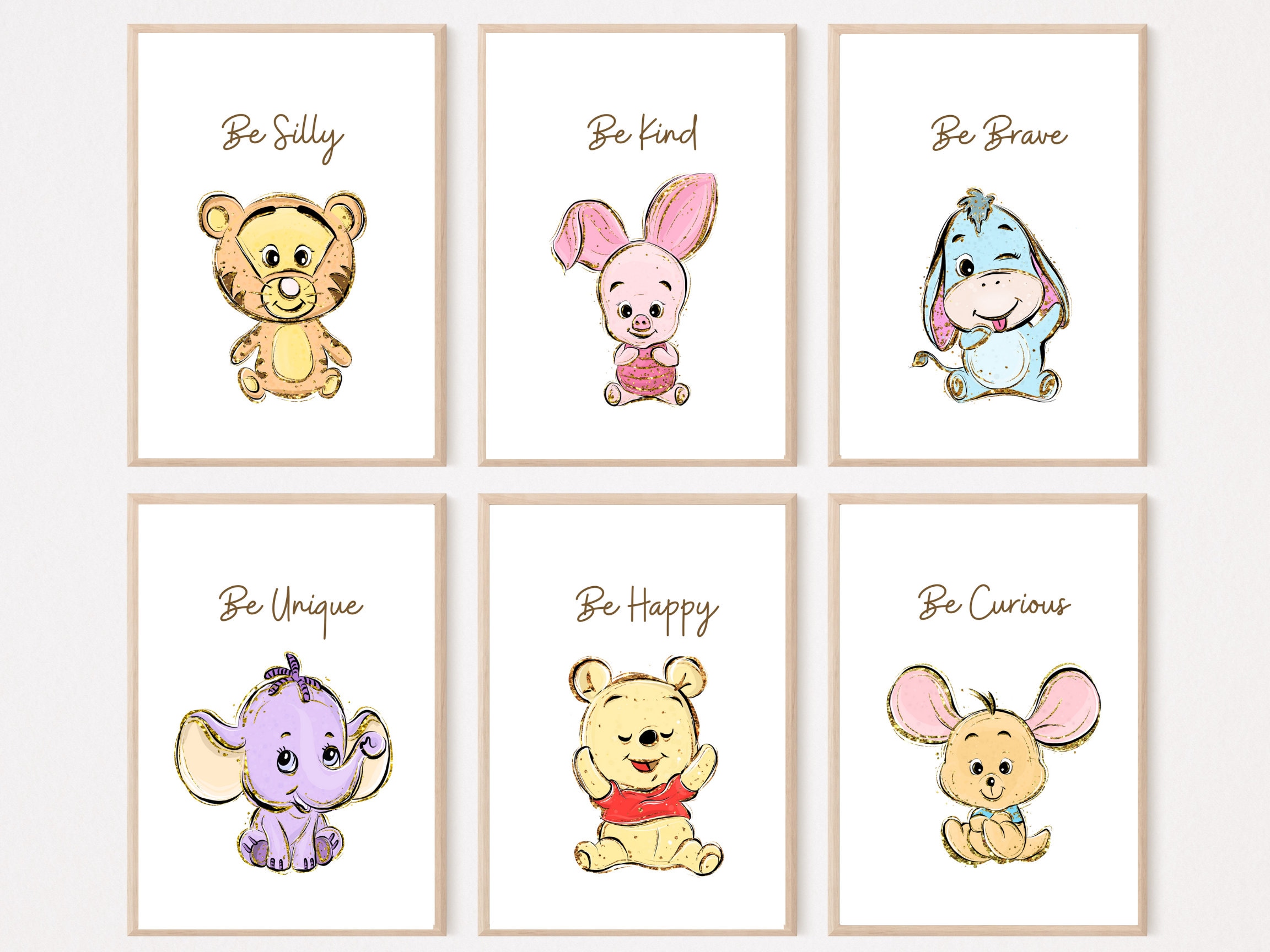 Winnie the Pooh and Friends Nursery Art Prints Set of 6 in - Etsy