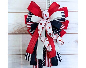 Patriotic Wreath Bow: Red, White & Blue 4th of July Decor