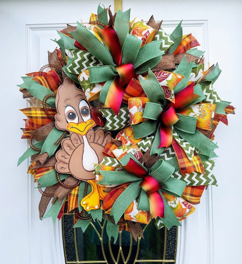 Fall Wreath Turkey Wreath For Front Door Thanksgiving Door Etsy