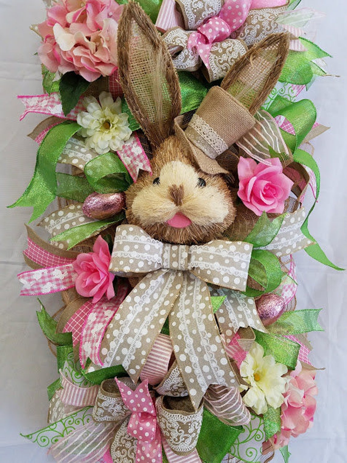 Bunny Wreath Swag Spring Wreath Easter Door Decor Easter Etsy