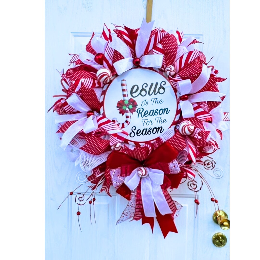 24-Pack Religious Christmas Candy Cane Set - Plastic Peppermint Canes With Jesus Card & Organza Bag, For Church Events - View #2