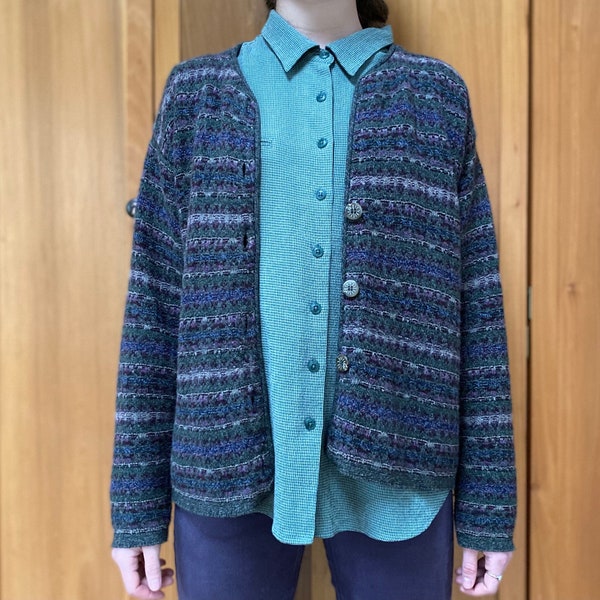 Vintage Eddie Bauer Striped Fair Isle Cardigan