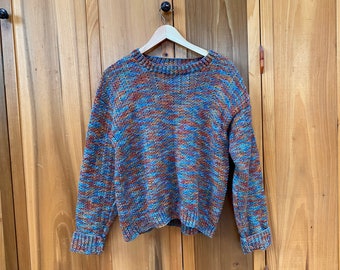 Handmade Colorful Variegated Wool Boxy Sweater