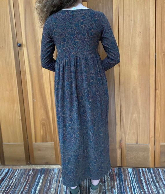 Vintage Paisley Velveteen Maxi Dress w/ Empire Wa… - image 5