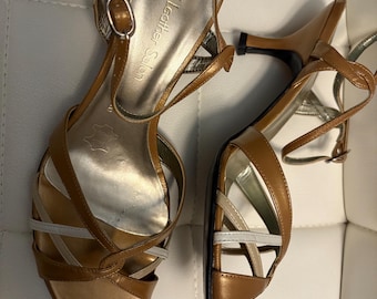 VS Leather Salon Andrea Metallic Multicolor  Kitten heel Leather Sandals