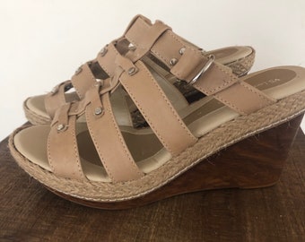 Strappy leather comfort wedge sandals Natural leather lightweight, Handmade Comfort leather wedge.