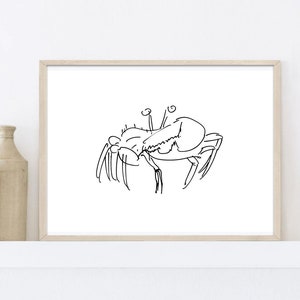 Digitale download krab, illustratie krab, grappige krabkunst, decor nautische kamer, decor strandkwekerij