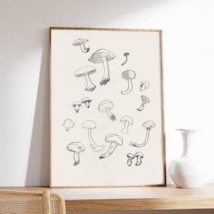 Mushroom Printable Vintage Decor ~ Farmhouse Print ~ Mushrooms Aesthetic Wall Art ~ Cottagecore Decor ~ Forest Download Art ~ Kitchen Decor