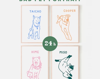 Custom Bad Pet Portrait, Digital Download, Funny Pet Portrait, Dog Lover Gift, Cat Memorial Gift, Personalized Badly Pet Drawing, Cute Pet