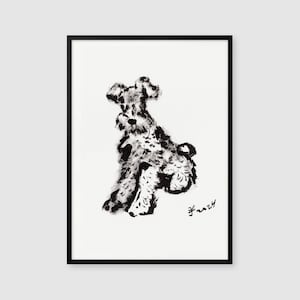 Miniature Schnauzer Dog Breed Print, Digital Download, Dog Wall Art, Dog Drawing, Schnauzer Printable, Dog Lover Gifts, Mini Schnauzer Decor