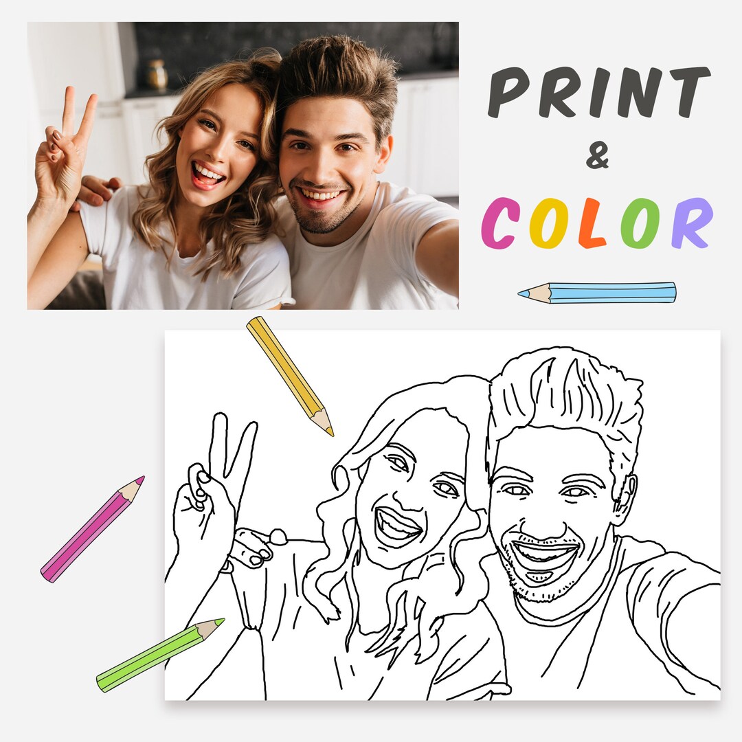 Personalized Coloring Page From Your Photo ~ Picture, Party Activity ...