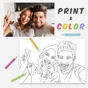 Personalized Coloring Page from Your Photo ~ Picture, Party Activity Sheet, Baby Shower Activity, Gift for Birthday, Customized Coloring