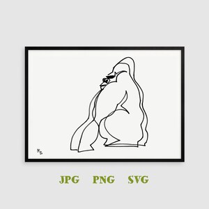 Gorilla SVG file, Gorilla Print, Gorilla PNG, Animal Lover Wall Art, Minimalist Gorilla One Line Drawing, Digital Download, Kids Room Decor