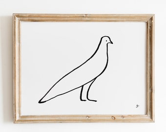Pigeon Printable, Digital Download, Pigeon Printable, Peace Symbol, Bird Lover Gifts, Bird Wall Decor, Mourning Dove Minimalist Print