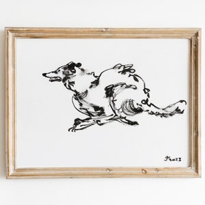 Chien de chasse, barzoï ou lévrier de chasse russe, art imprimable barzoï, dessin barzoï, amateur de barzoï, téléchargement immédiat, lévrier russe
