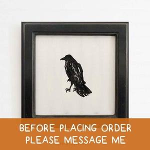 Crow Art, Ink Raven Drawing, Bird Silhouette Wall Art, Vintage Halloween Prints, Witchy Raven Prints, Digital Download, Crow Decor