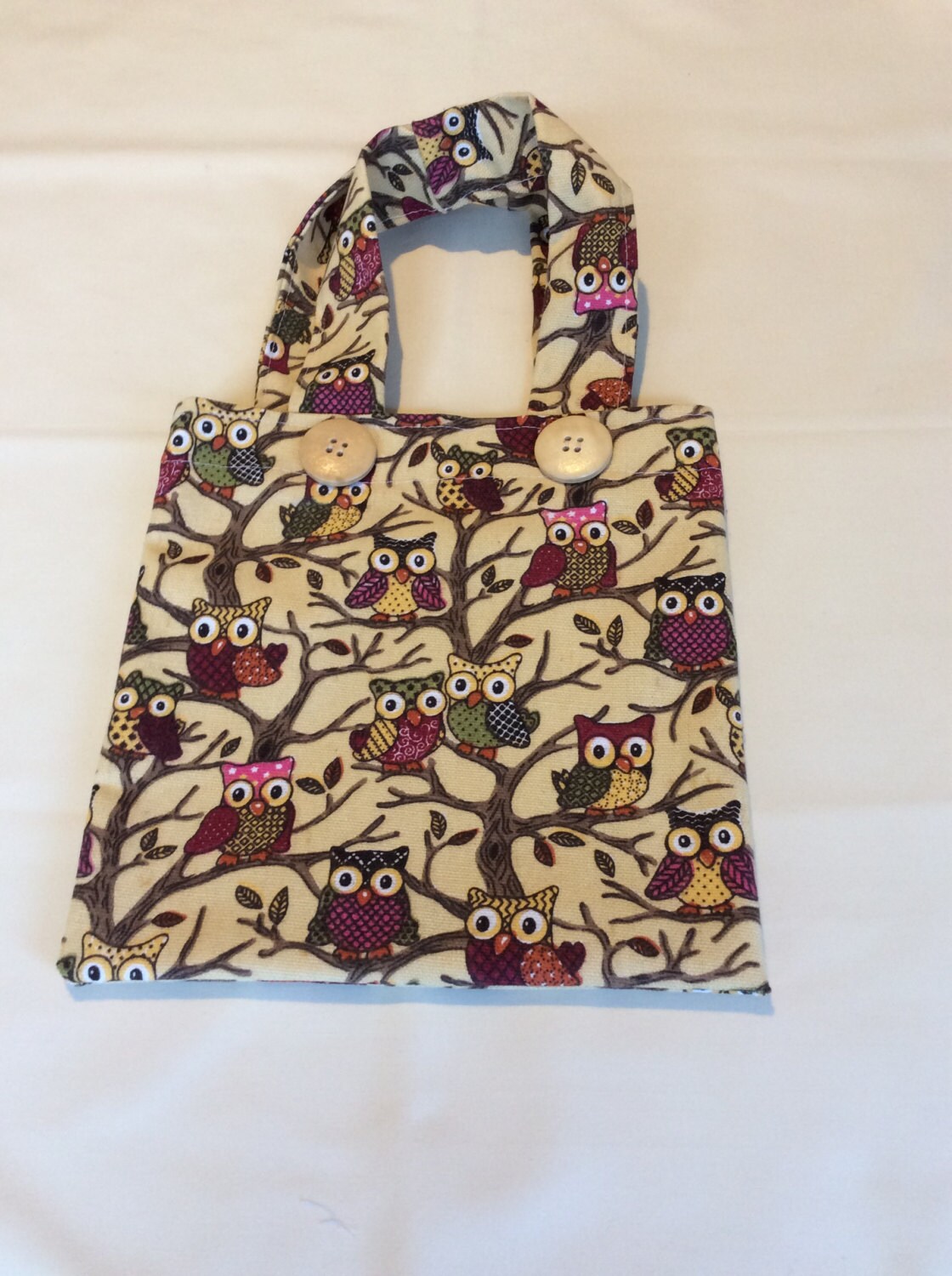Small Handmade Owl Design Tote Bag matches Larger Bag Cotton Etsy