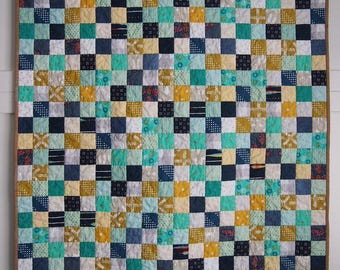 Handmade Baby Quilt - Checkerboard featuring Cotton and Steel