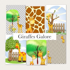 PRINTABLE Giraffes Galore Digital Paper Pack Scrapbook Paper Set of 6 Sheets