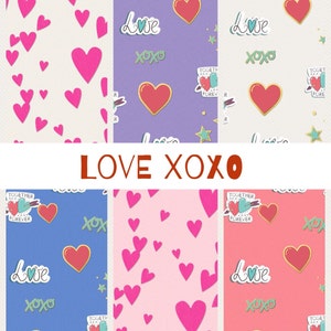 PRINTABLE Love XoXo  Digital Paper Pack Scrapbook Paper Set of 6 Sheets