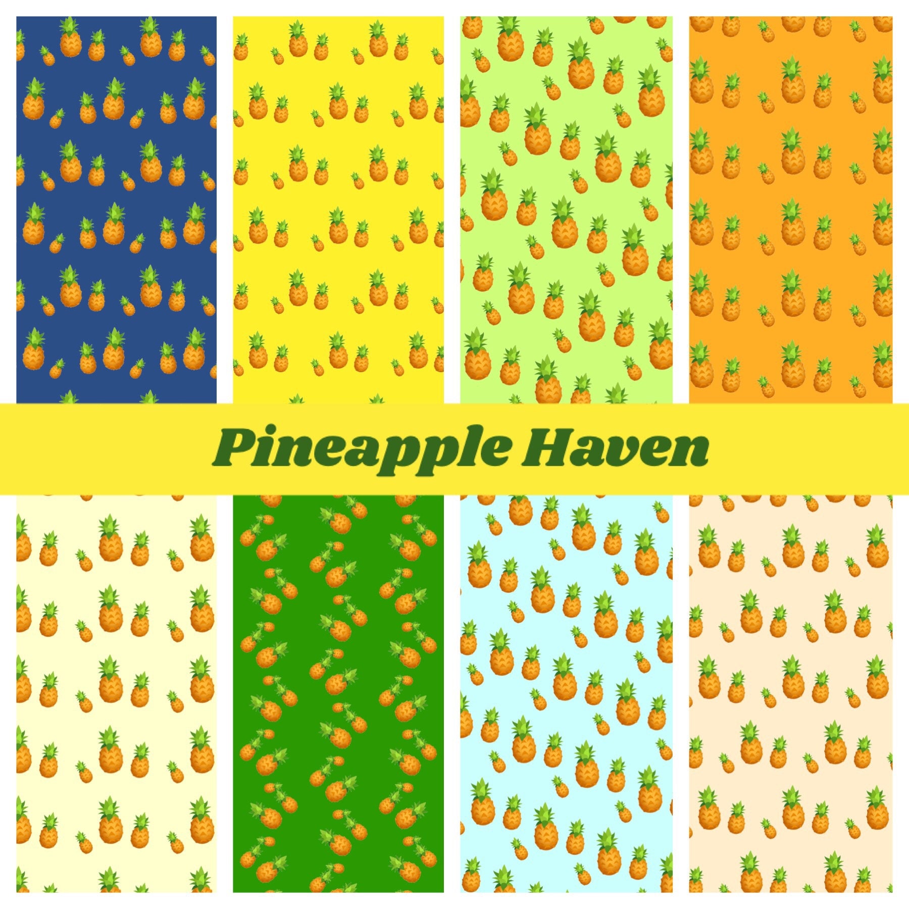 PRINTABLE Pineapple Haven Digital Paper Pack Scrapbook Paper Set of 8 ...