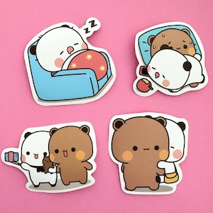 Autocollants KAWAII - Adorable ours, lot de 4 autocollants