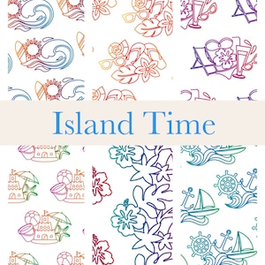 Confezione di carta digitale Island Time Set di 6 fogli stampabili