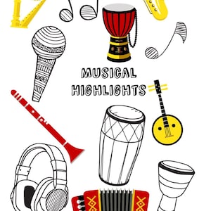 PRINTABLE &quot;MUSICAL HIGHTLIGHTS&quot; - 13 Pages of Coloring