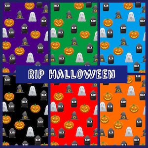 PRINTABLE RIP Halloween  Digital Paper 6 Pack Scrapbook Paper