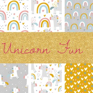 PRINTABLE Unicorn Fun Digital Paper Pack Scrapbook Paper Set of 6 Sheets