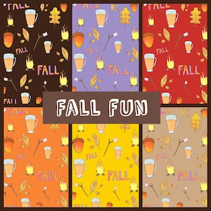 Printable Fall Fun Digital Paper Pack Scrapbook Set di carta da 6 fogli