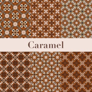 PRINTABLE Caramel Digital Paper Pack Scrapbook Paper Set of 6 Sheets