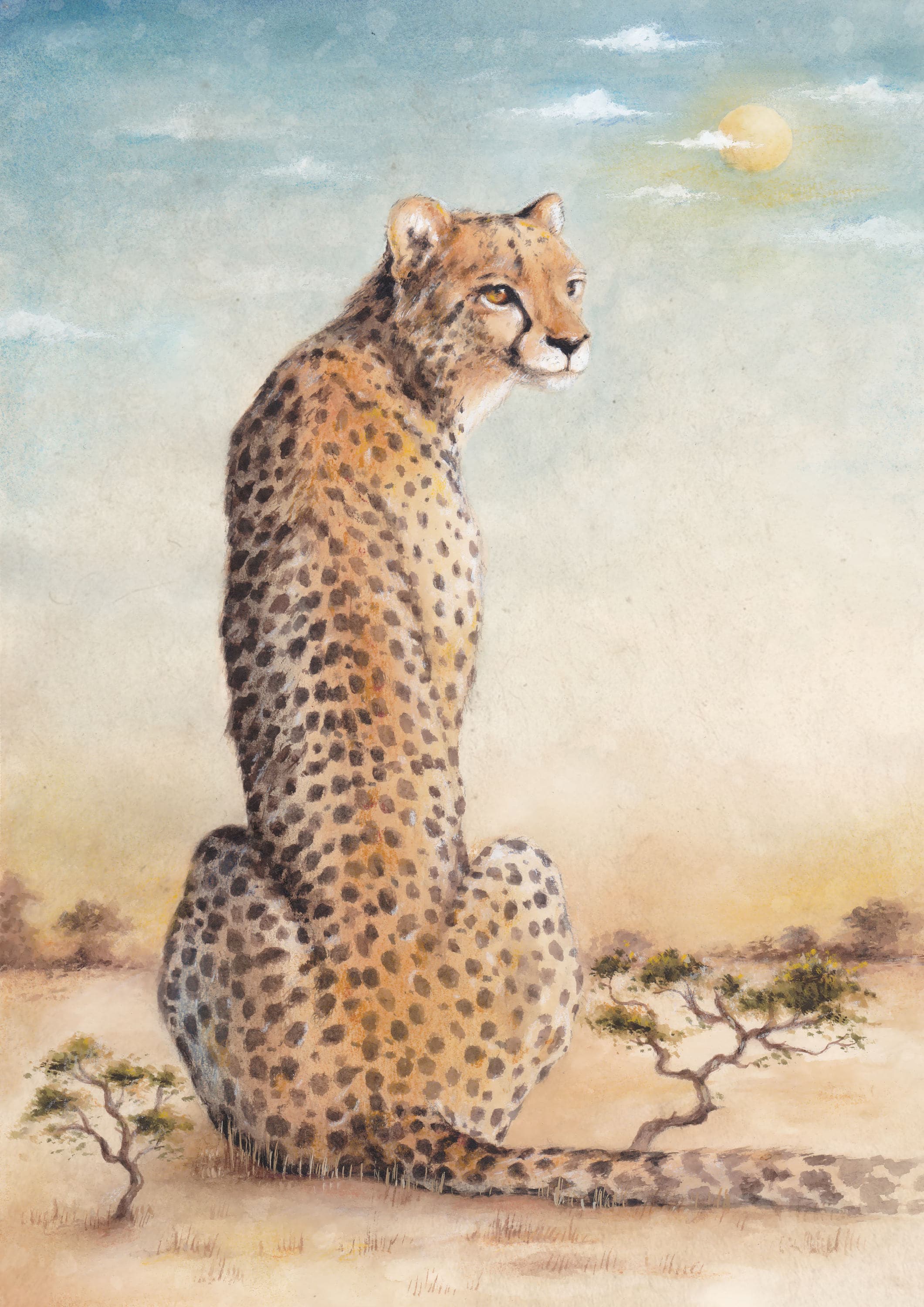 Watercolour Cheetah Art Print Wall Art Wildlife print | Etsy