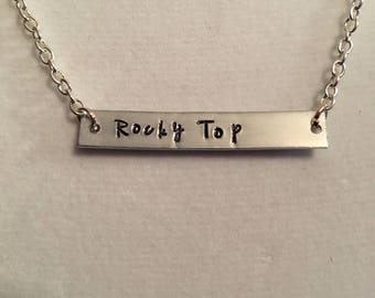 University of Tennessee | UT | Rocky Top | Knoxville | Big Orange | silver horizontal bar necklace | stamped jewelry