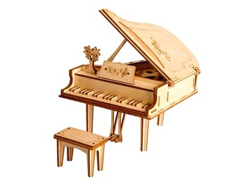 3D Wooden piano, Pianoforte model to self-build, Jigsaw puzzle from wood, 3D puzzle for adults and children, Puzzle game, 3D puzzle assembly