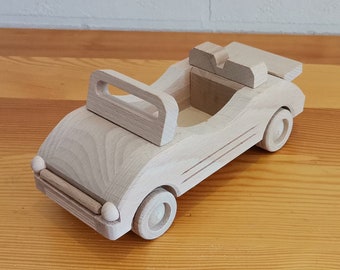 Handmade Wooden Car Toy: Unpainted Montessori Motorcar