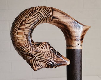 Wooden Fox Cane, Walking Stick - handmade Elegant handle, Pretty walking cane stick, Handcrafted solid cane, Carved walking stick from wood