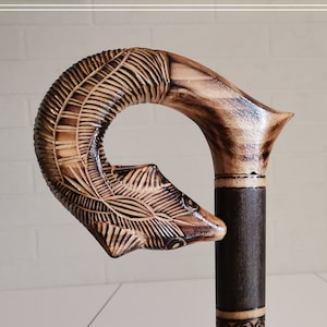 Wooden Fox Cane, Walking Stick - handmade Elegant handle, Pretty walking cane stick, Handcrafted solid cane, Carved walking stick from wood