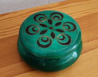 Green jewelry box, wooden jewellery holder, small jewelry storage, blue jewellery organizer with lid, gift for woman, box with ornaments