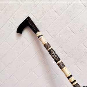 Walking Stick made from wood, Wooden cane with ornamental handle, Pretty walking cane stick, Handmade sturdy cane, Carved walking stick