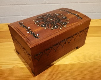 Handmade Wooden Jewelry Box with Key: Keepsake Memory Box