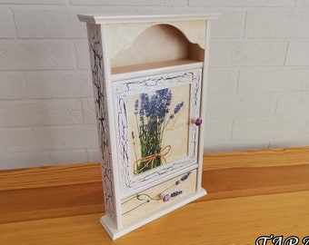 Schlüsselkasten, Decoupage Schlüsselschrank, Schlüsselaufhänger, Schlüsselhalter Wand, Schlüsselhaken, Schlüsselaufbewahrung, Schlüsselhalter, Schlüsselhalter, Lavendel