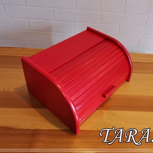 Red big bread box made from wood, vintage style, modern bread box, farmhouse bread bin, kitchen storage, birthday gift, anniversary present